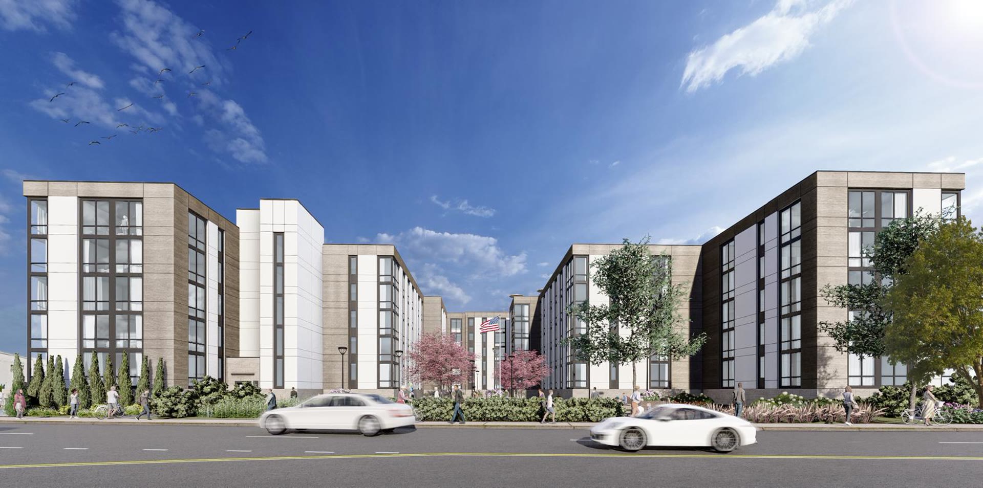 Street-level rendering of The Gardens at Buffalo